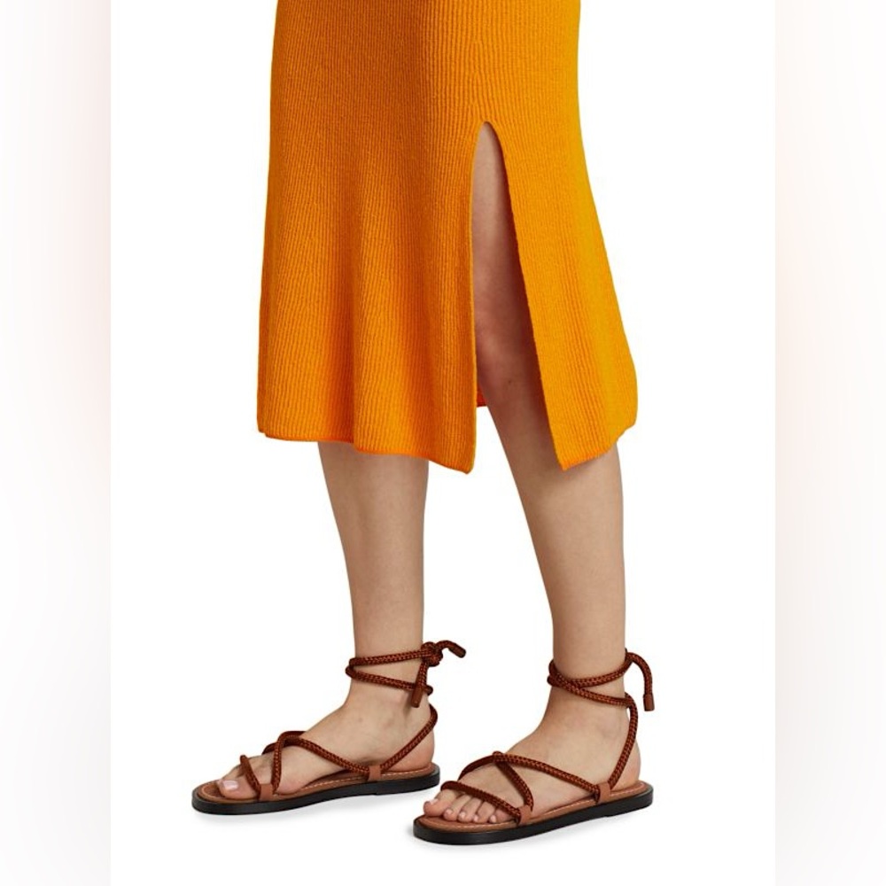 Rag & Bone Soleil Ribbed Knit Midi Skirt in Orange Sz S Spring Summer Beach - Picture 7 of 16